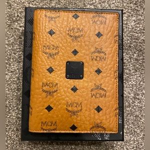MCM Visetos Cognac Passport Holder
